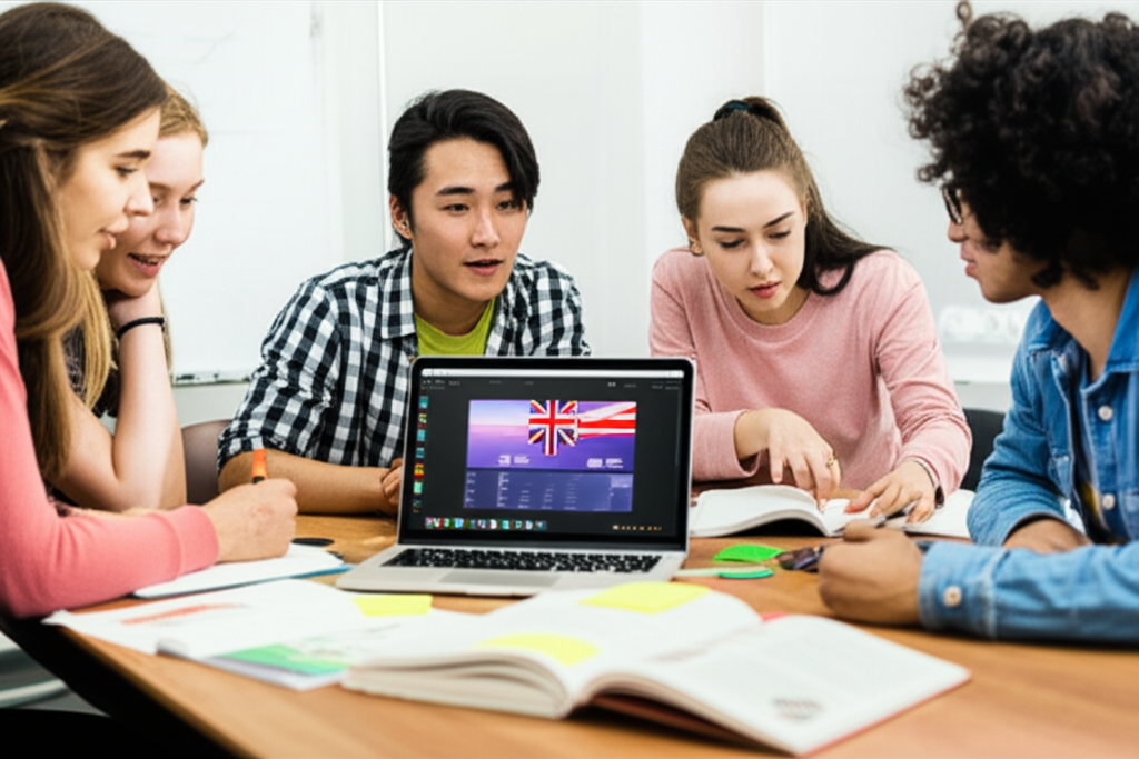 Students learning languages